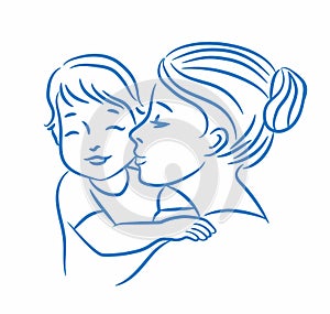 Vector illustration of mother and her baby