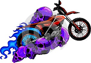 vector illustration of Motocross dirt rider on white background