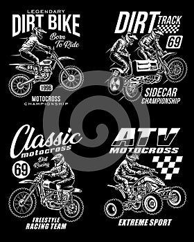 Vector Illustration Motocross Graphic T-shirts Collection
