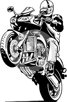 Motorcycle Wheelie Illustration photo