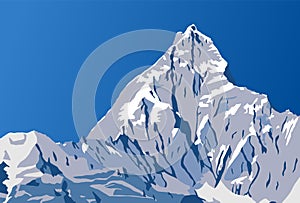 Vector illustration mount Machapuchare Machhapuchhare