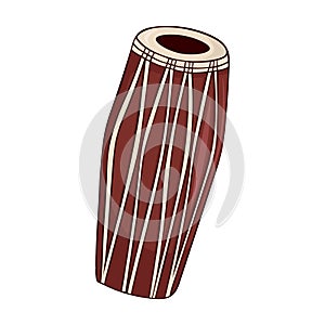 Vector illustration of mrdanga indian two-sided drum khol played with palms and fingers of both hands. photo