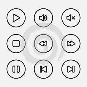 Vector illustration of music button icons set
