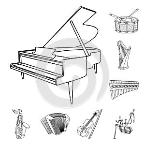 Vector illustration of music and tune icon. Collection of music and tool stock vector illustration.