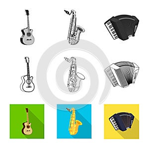 Vector illustration of music and tune icon. Collection of music and tool stock vector illustration.