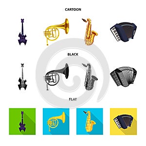 Vector illustration of music and tune icon. Set of music and tool stock vector illustration.