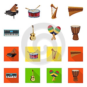 Vector illustration of music and tune logo. Set of music and tool stock vector illustration.