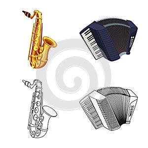 Vector illustration of music and tune sign. Collection of music and tool stock symbol for web.