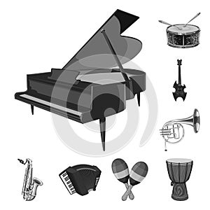 Vector illustration of music and tune sign. Collection of music and tool stock vector illustration.