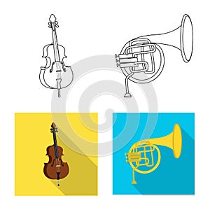 Vector illustration of music and tune sign. Set of music and tool stock vector illustration.