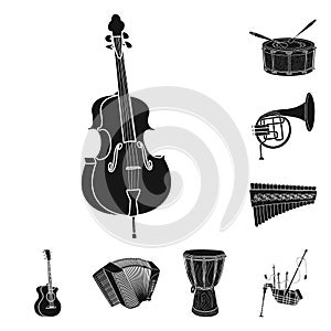 Vector illustration of music and tune sign. Set of music and tool stock vector illustration.