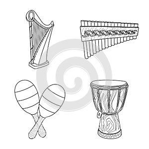 Vector illustration of music and tune sign. Set of music and tool stock vector illustration.