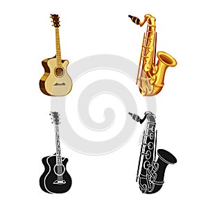 Vector illustration of music and tune symbol. Collection of music and tool stock vector illustration.