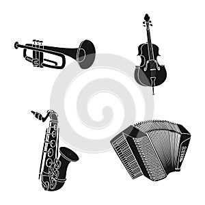 Vector illustration of music and tune symbol. Set of music and tool stock symbol for web.