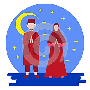 vector illustration of Muslims and Muslim woman avatars