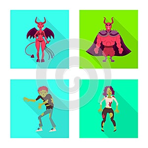 Vector illustration of mystic and hell sign. Collection of mystic and devilry vector icon for stock.