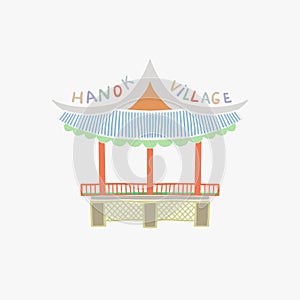 Vector illustration of Namsangol Hanok Village in Seoul Korea