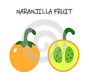 Vector illustration of naranjilla - exotic tropic fruit from Soutn America. photo