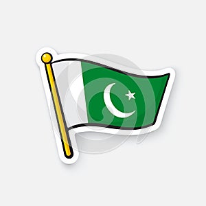 Sticker flag of Pakistan on flagstaff photo