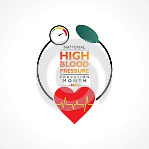 Vector Illustration of National High Blood pressure HBP Education Month is observed in May