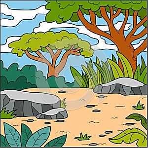 Vector illustration, natural background (savanna)