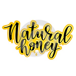 Vector illustration of a `natural honey` lettering