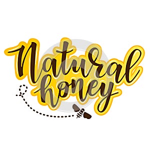 Vector illustration of a `natural honey` lettering