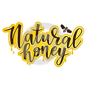 Vector illustration of a `natural honey` lettering