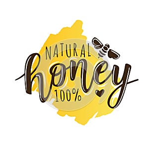 Vector illustration of a `natural honey` lettering