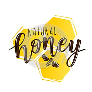 Vector illustration of a `natural honey` lettering