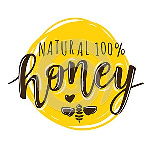 Vector illustration of a `natural honey` lettering