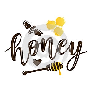 Vector illustration of a `natural honey` lettering