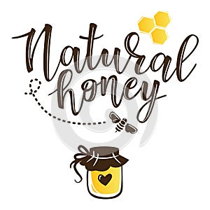 Vector illustration of a `natural honey` lettering