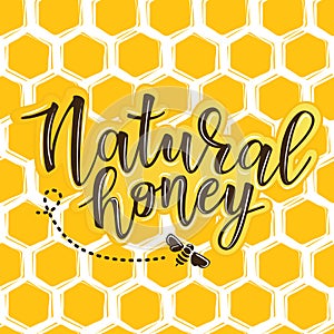 Vector illustration of a `natural honey` lettering