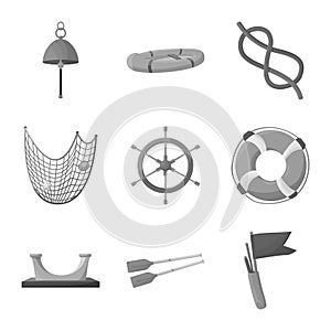 Vector illustration of nautical and voyage sign. Set of nautical and seafaring stock symbol for web.