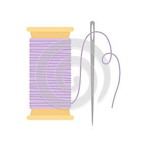 Vector illustration of needle and thread in flat style