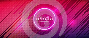 Vector illustration neon glowing techno lines, hi-tech futuristic abstract background template with red lines