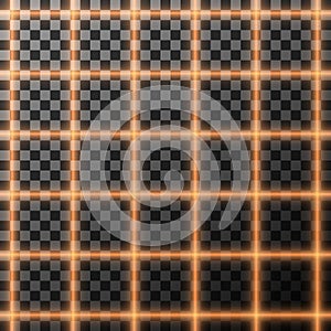 Vector illustration of neon grid, on transparent background.