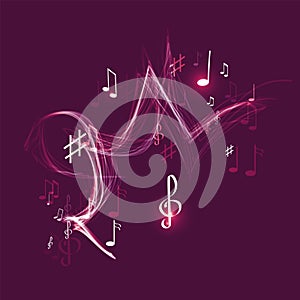 vector illustration with neon line abstract music background