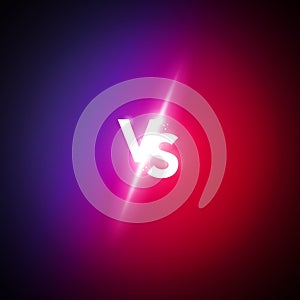Vector illustration neon versus logo vs letters for sports and fight competition. Battle match, game concept competitive vs. photo