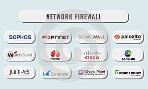 Vector illustration of network firewall tools in 3D web button. Cybersecurity concept