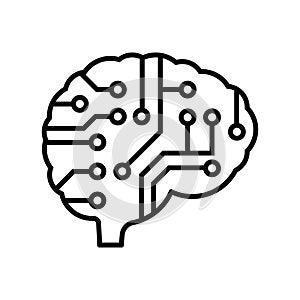 Vector illustration of neural network icon design in outline style.