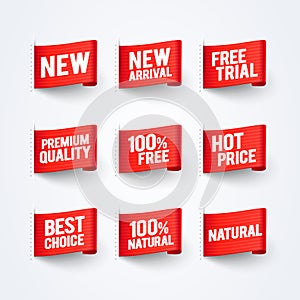 Vector Illustration New Arrival, 100% Free, Natural, Premium Quality, Best Price Label Flag Set