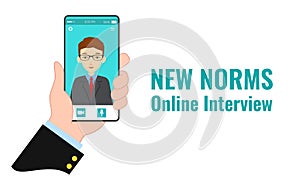 Vector illustration of the new norms for online job interview concept