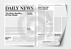 Vector Illustration Daily News Paper Template With Text And Picture Placeholder.