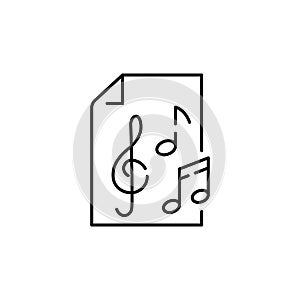 Vector illustration of a note. An object, linear representation of a musical note. Isolated picture in the doodle style. Music and