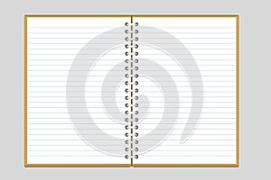 Vector illustration of a notebook with ring tie and lined paper