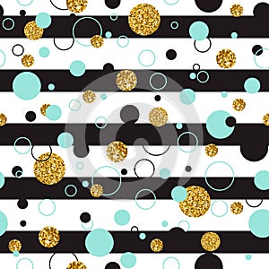 Vector illustration o of Universal Modern Stylish seamless Template with Golden Geometrical Glitter Dots, line. Creative