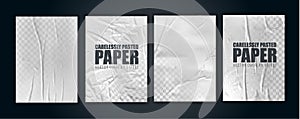 Vector illustration object. badly glued white paper. crumpled poster