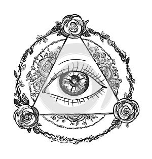 Third eye in circles and triangles photo